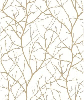 Antonina Vella Trees Silhouette White & Gold Wallpaper