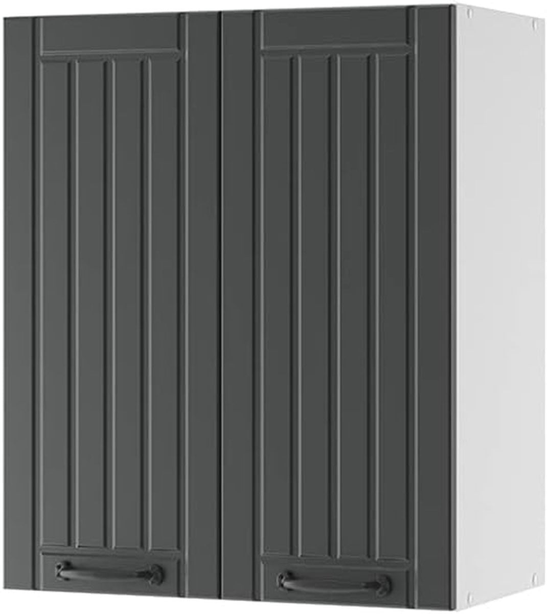 Modulaire hangende keukenkast in antraciet wit met houteffect, Breedte: 60 cm