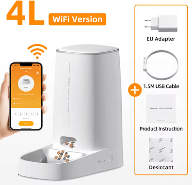 Inspire Picks ROJECO Smart WiFi Automatic Pet Feeder Remote Dry Food Dispenser For Cats & Dogs wifi Single Bowl