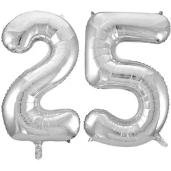 XL Folienballon silber Zahl 25