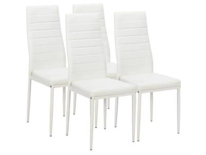 ALIGHTUP Lot de 4 chaises de salle à manger tapissées en PU Blanc