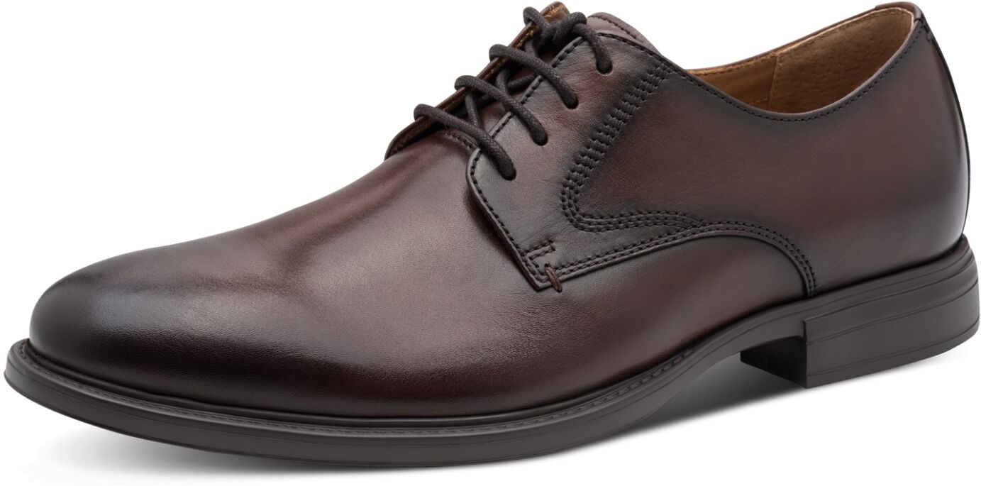 Schnürschuh TAMARIS, Herren, Gr. 42, Leder Textil, braun (mokka), Rindsleder, clean, glänzend, Schuhe Schnürschuh, Festtagsschuh, Anzugschuh mit Ortholite-Technologie, für Herren mokka 42, Leder Textil