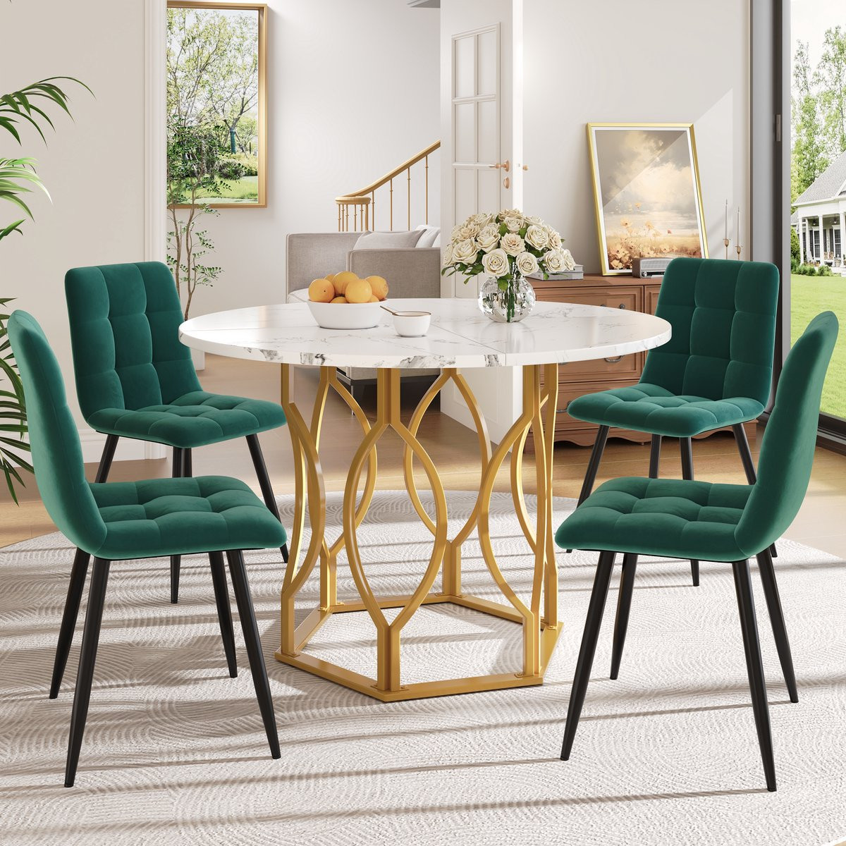 MODFU Eethoekset - Ronde Verstelbare Tafel - Modern - Meerkleurig - Diameter: 100 cm