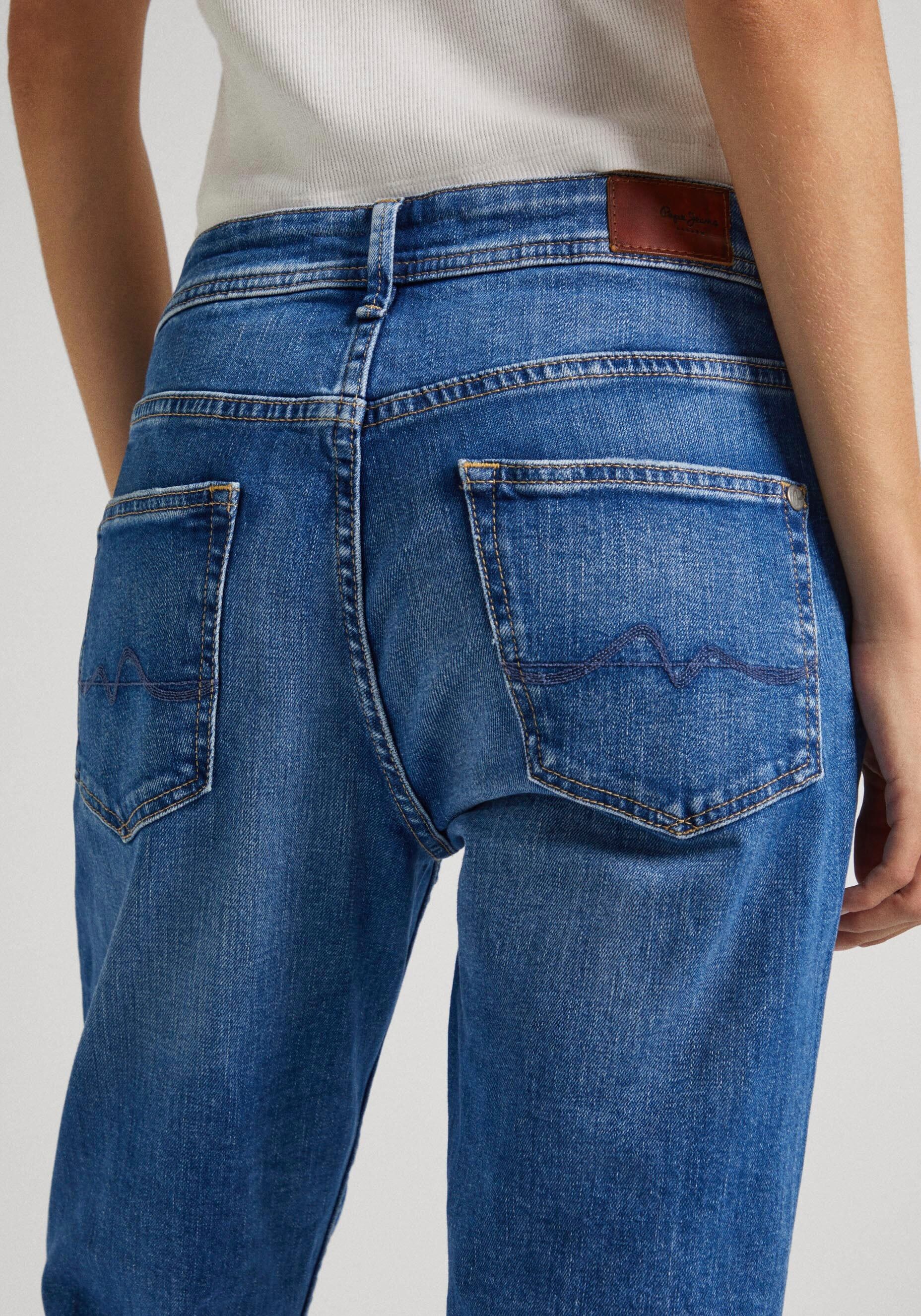 Boyfriend-Jeans PEPE JEANS "VIOLET", Damen, Gr. 25, N-Gr, blau (light blau), Denim/Jeans, Obermaterial: 99% Baumwolle, 1% Elasthan, relaxed fit lang, Jeans Boyfriend-Jeans, im lässigen Boyfriend-Style light blau 25, N-Gr