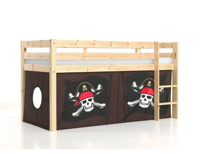 58 aufm Kessel Kinderbett Spielbett Karolina 210x106x114 Kinderbett Hochbett Massivholz natur (inkl. Versand, Lieferung bis Verwendungsstelle), Liegefläche 90x200, inkl. Textilset, breite Stufen, Absturzschutz