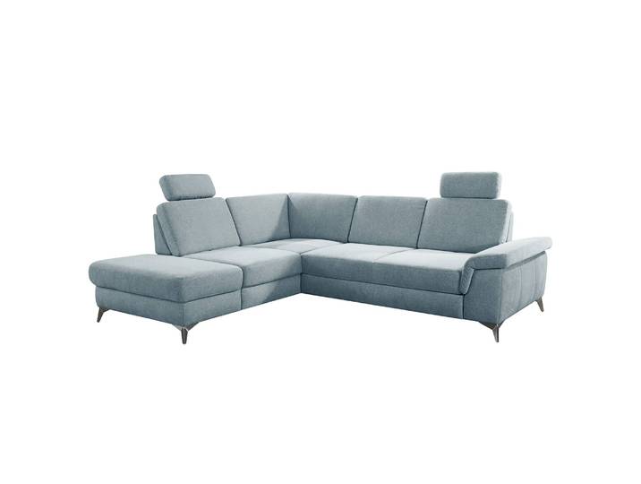 Ecksofa Dearborn Blau Chenille Alix 276 x 89 x 228cm Ottomane davorstehend links ohne Schlaffunktion Modern