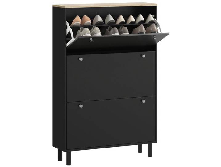 Meuble à chaussures - HOMCOM - 24 paires - 3 tiroirs rabattables et étagères réglables - 80x23 5x121cm - noir