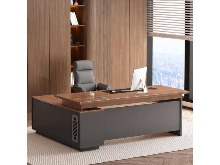 Scribora L-förmiger Schreibtisch 160 cm mit Schubladen und Seitenregal (Linker Schrank)