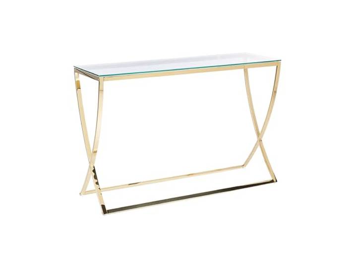 Beliani Konsolentisch Edelstahl Glas Gold 120 x 40 cm Glamour Stil Ringgold