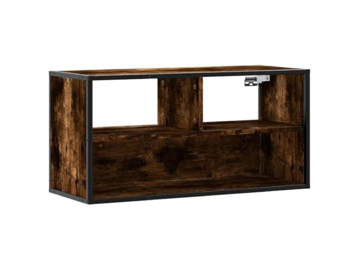 KUPTYERFG Wand-TV-Schrank Räuchereiche 80x31x39,5 cm Holzwerkstoff Platzsparendes Hängeboard für Wohnzimmer: Industrie-Design mit flexibel montierbarer Schublade und reichlich Stauraum.