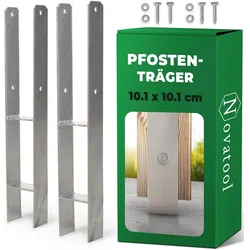 Novatool, Zaunpfosten + Pfähle, 2x Einschlagbodenhülsen-Set H-Form 101x101x600 mm, Bodenhülse Sonnenschirm Pfostenträger