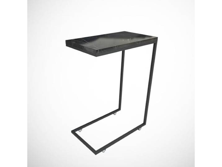 Hanah Home Moderner Beistelltisch mit Rollen, schwarz-weiß, 46 x 62 x 26 cm 100% melaminbeschichtet, 18 mm stark Stilvolles Industriedesign
