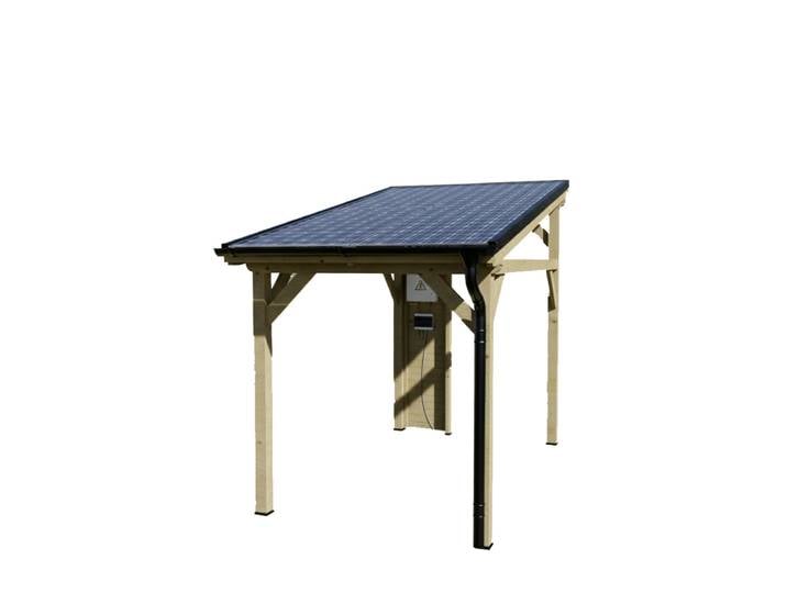 Carport Wattoit mono pente épicéa massif non traité / 4 panneaux photovoltaïques 2 kwc / poteaux section 120 x 120 mm / Surface 8,89 m2