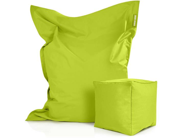 Square Riesensitzsack mit Sitzhocker - Hellgrün