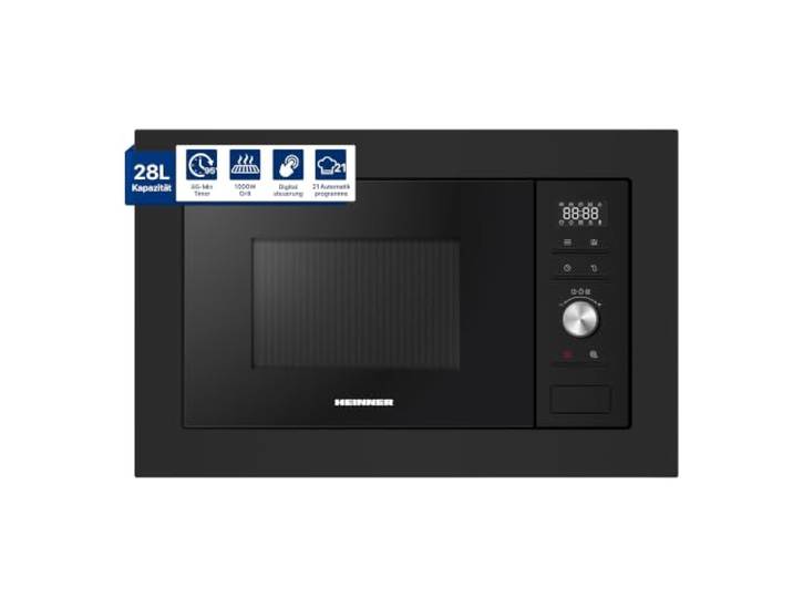 Einbau Mikrowelle mit Grill – 28 L – 900 W – Schwarz