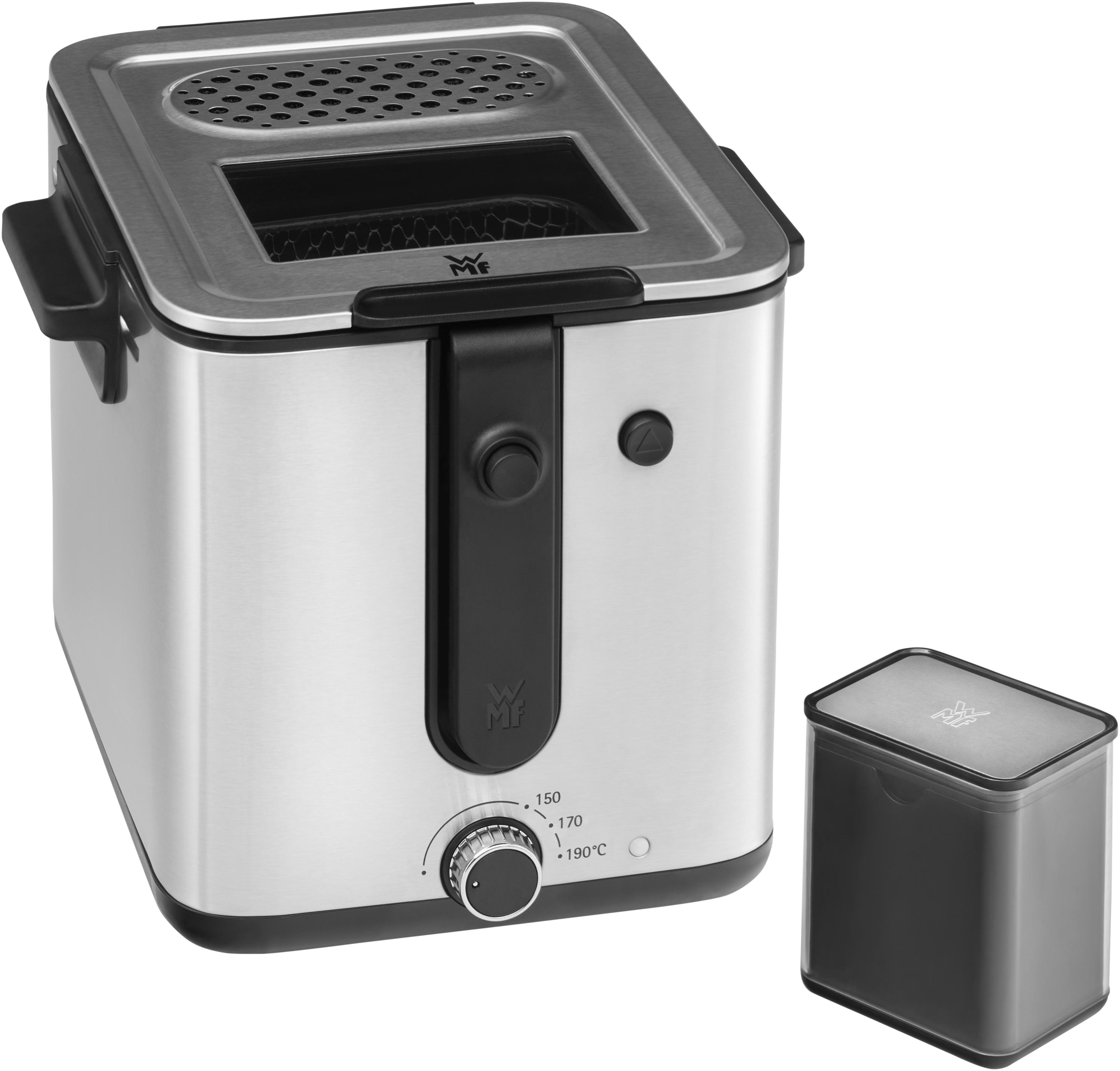WMF KITCHENminis KÜCHENminis Fritteuse mit Kartoffel-Schneider, Fritteuse, 1 l, 150 °C, 190 °C, Einzelbild, Schwarz, Edelstahl