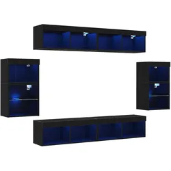 vidaXL TV-Schrankset 8 pcs Schwarz Eichen-Optik Holzwerkstoff