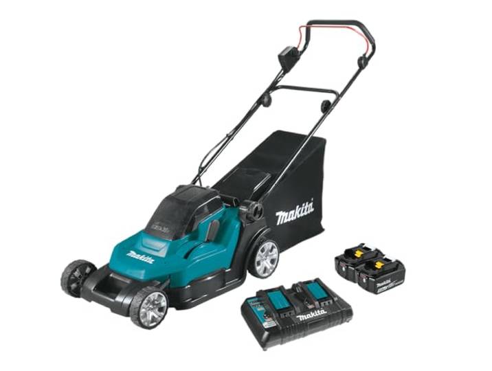 Makita DLM432PT2 Akku-Rasenmäher 2x18 V / 5,0 Ah, 2 Akkus + Doppelladegerät
