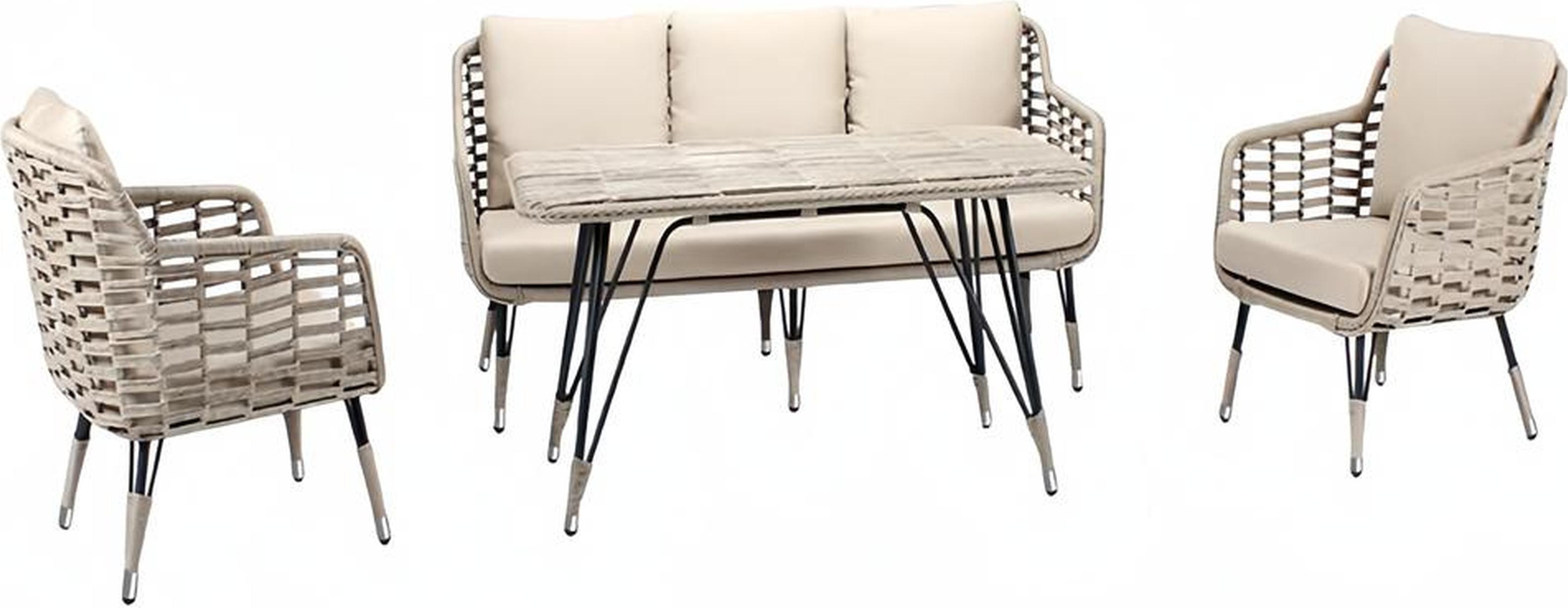 Sofagarnitur Rattanmöbel Gartenmöbel Terrasse Set Lounge Balkon Outdoor 4tlg.