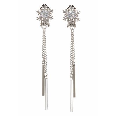 Paar Ohrclips FIRETTI "mit kleiner Schneeflocke", silber (silberfarben, kristallweiß), Ohrringe, Damen, Materialmix, mit Glasstein