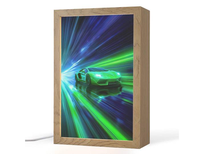 OnlyWow Nachttischlampe - Geschwindigkeit - Leicht - Sportwagen - Grün - 20x30 cm, Holzwerkstoff, Rechteckig, LED integriert, 20x30x8 cm, Lampen & Leuchten, Innenbeleuchtung, Nachtlicht