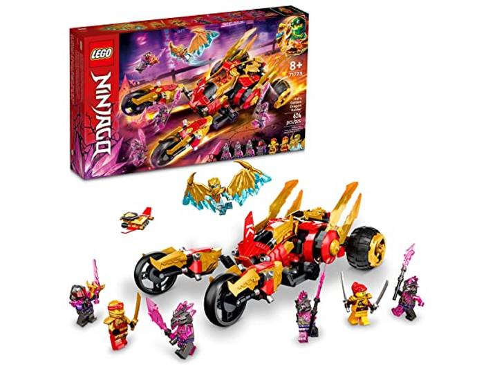 LEGO NINJAGO Kai's Golden Dragon Raider Multi-Terrain Auto Spielzeug 71773 mit Kai und Zane Minifiguren, Bauset für Kinder ab 8 Jahren