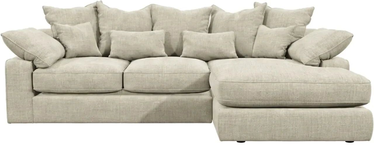 Victoria Beige Textured Medium Chaise End Sofa - Right Hand Facing, Pillow Back