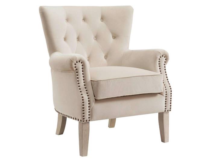 Mid.you Ohrensessel Akzent, Beige, 73x86x75 cm, gepolsterte Armlehnen, Wohnzimmer, Sessel, Ohrensessel