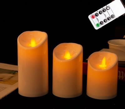 On Spot Shop Remote Control Moving Wick LED Decorative Candles, Battery Dancing Wedding Pillar Candles With Realistic Flame type B