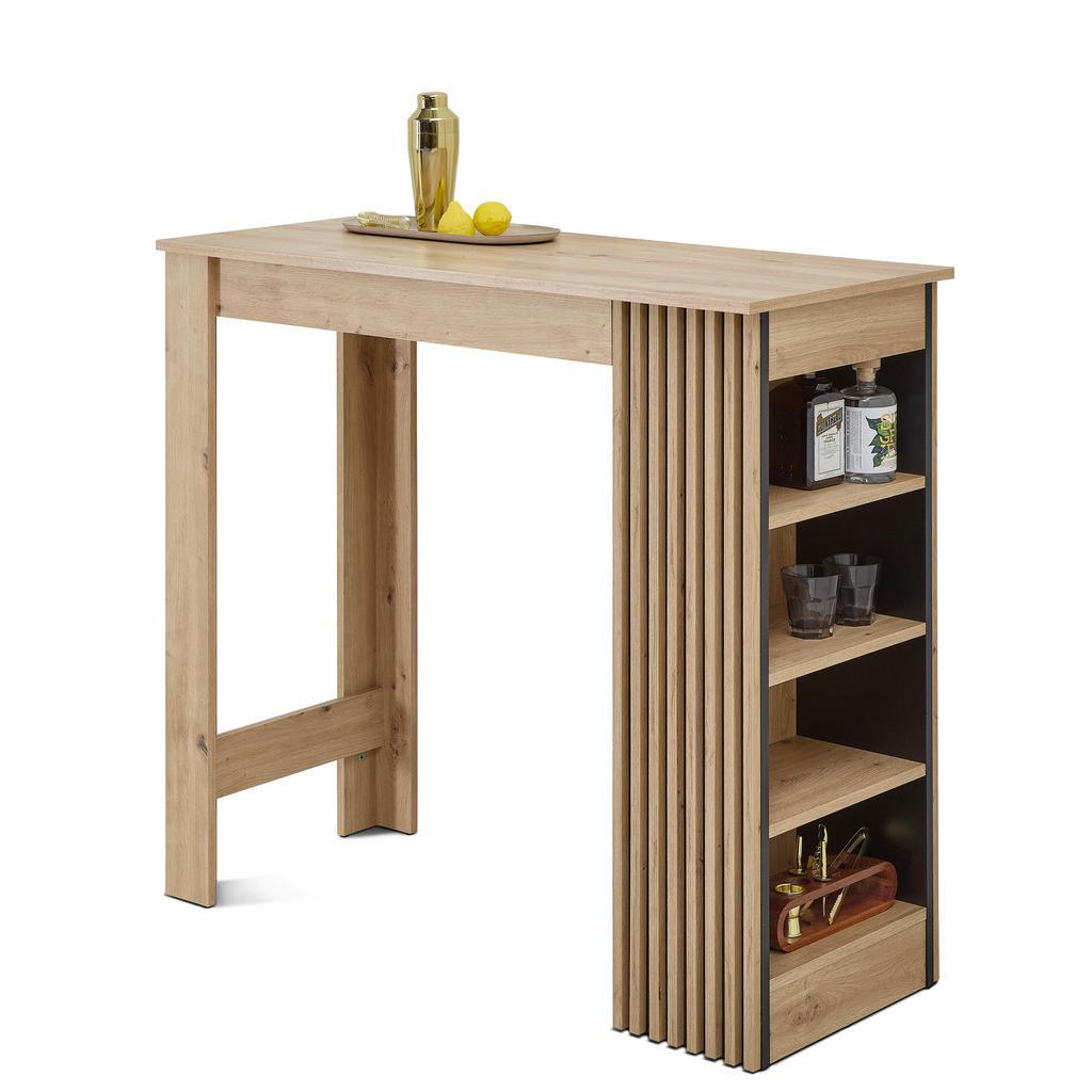 P & B Bartisch , Schwarz, Eiche Artisan , Holzwerkstoff , Streifen , 50x103x115 cm , Esszimmer, Esstische, Stehtische