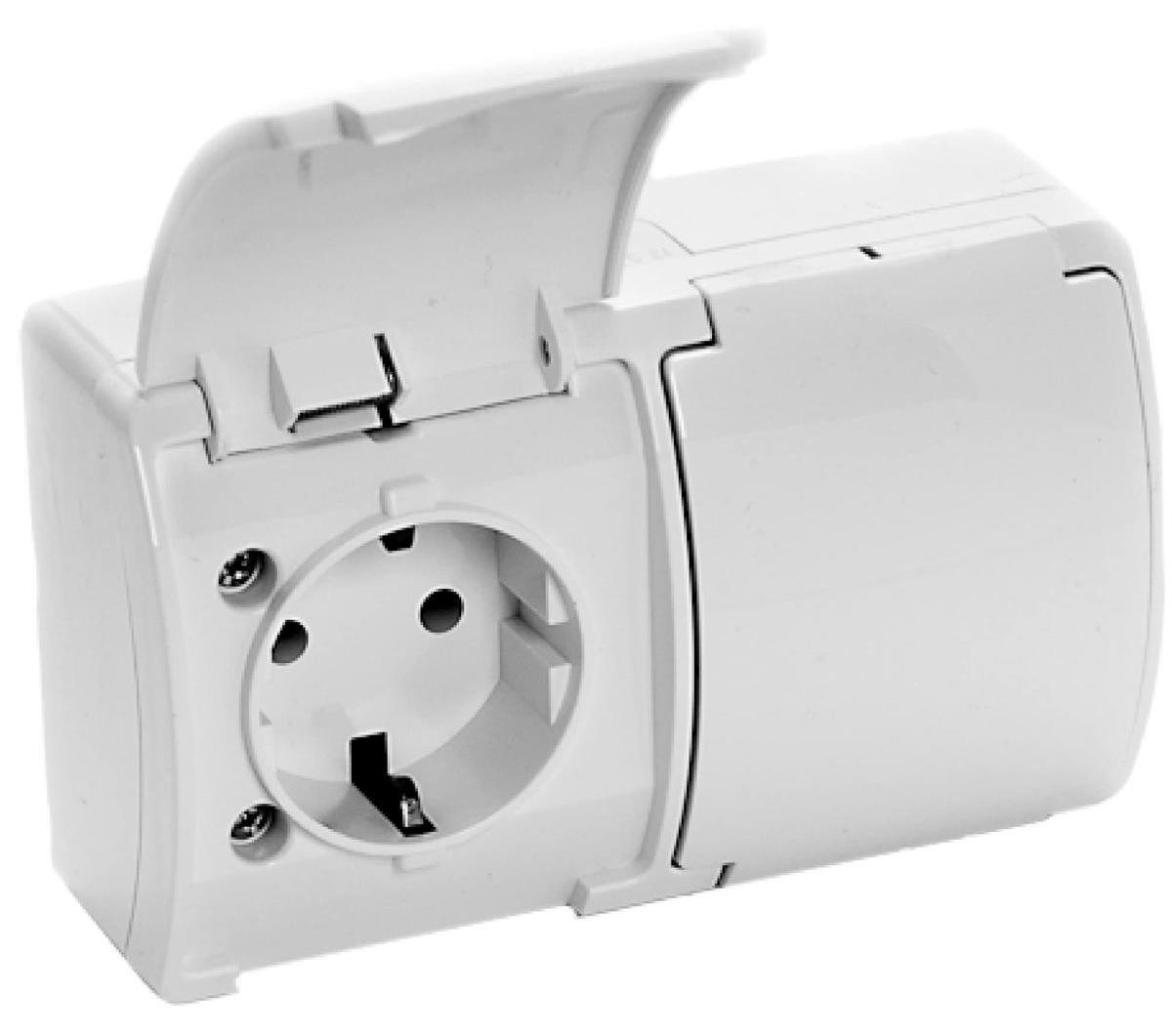 Orno dubbele wandcontactdoos, 2x2 polig + aarding, Schuko