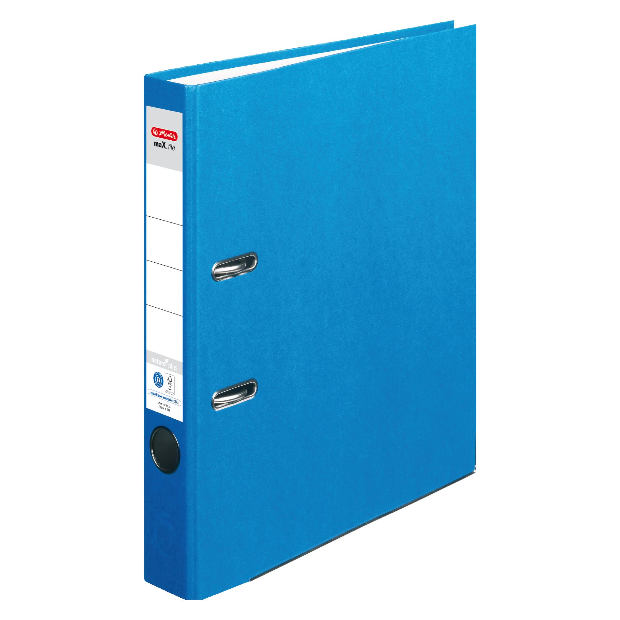 Herlitz Recycolor Ordner S 50, Rückenbreite: 50 mm, blau Kantenschutz, Spezial-Kraftpapierbezug, wischfest (A4, 50 mm, 1 Stk.) (10841658)