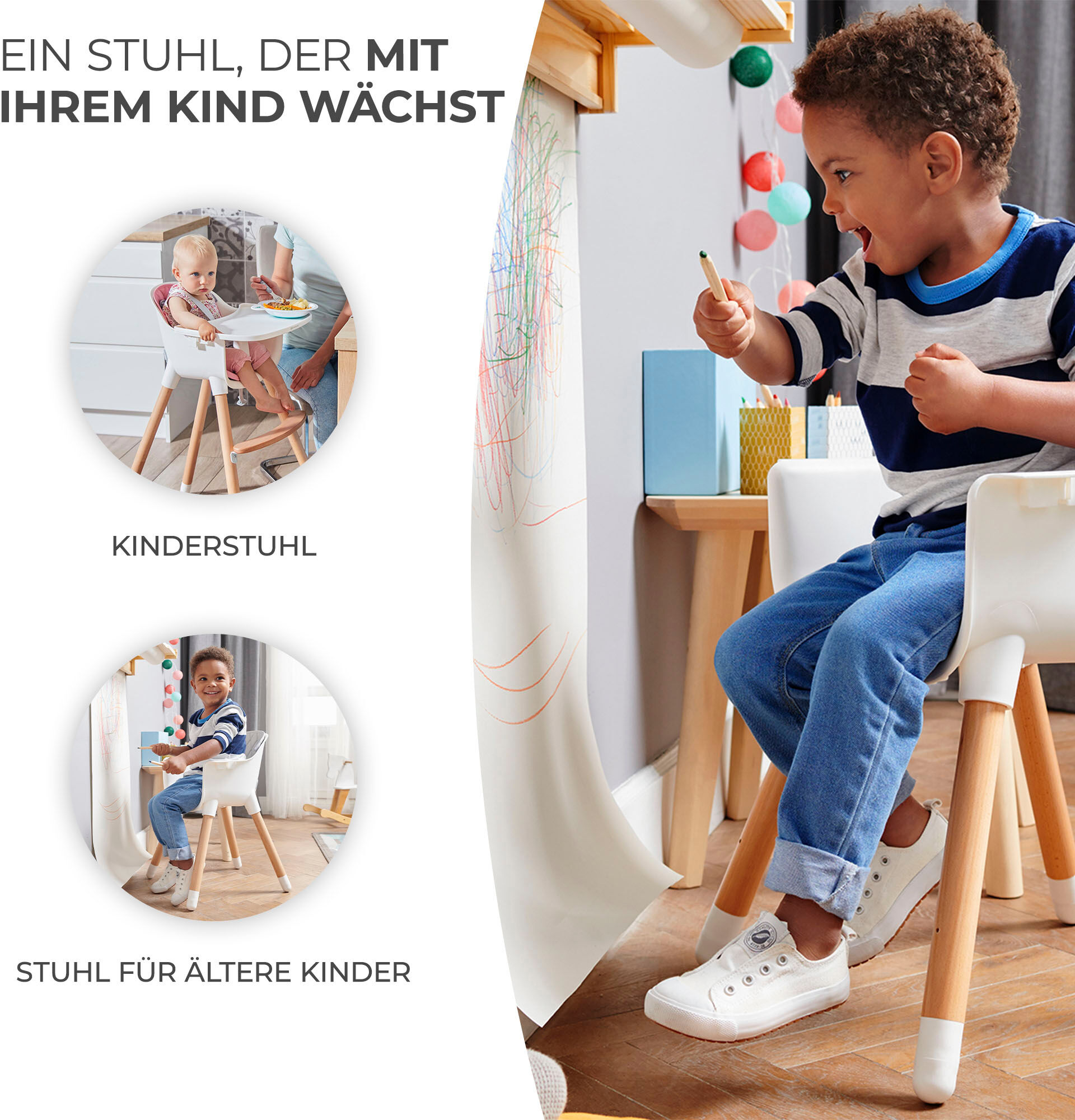 Hochstuhl KINDERKRAFT "SIENNA", Kinder, Gr. B/H/T: 58cm x 96cm x 60cm, grau, Stühle Hochstuhl, Topseller