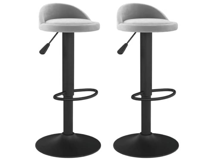 GHVBNMF Barhocker 2er Set Hellgrau Samt Höhenverstellbar Tresenhocker Moderne Bistrohocker mit Samtbezug und Fußstütze für Küche, Esszimmer oder Theke. Bieten hohen Komfort und Stabilität.