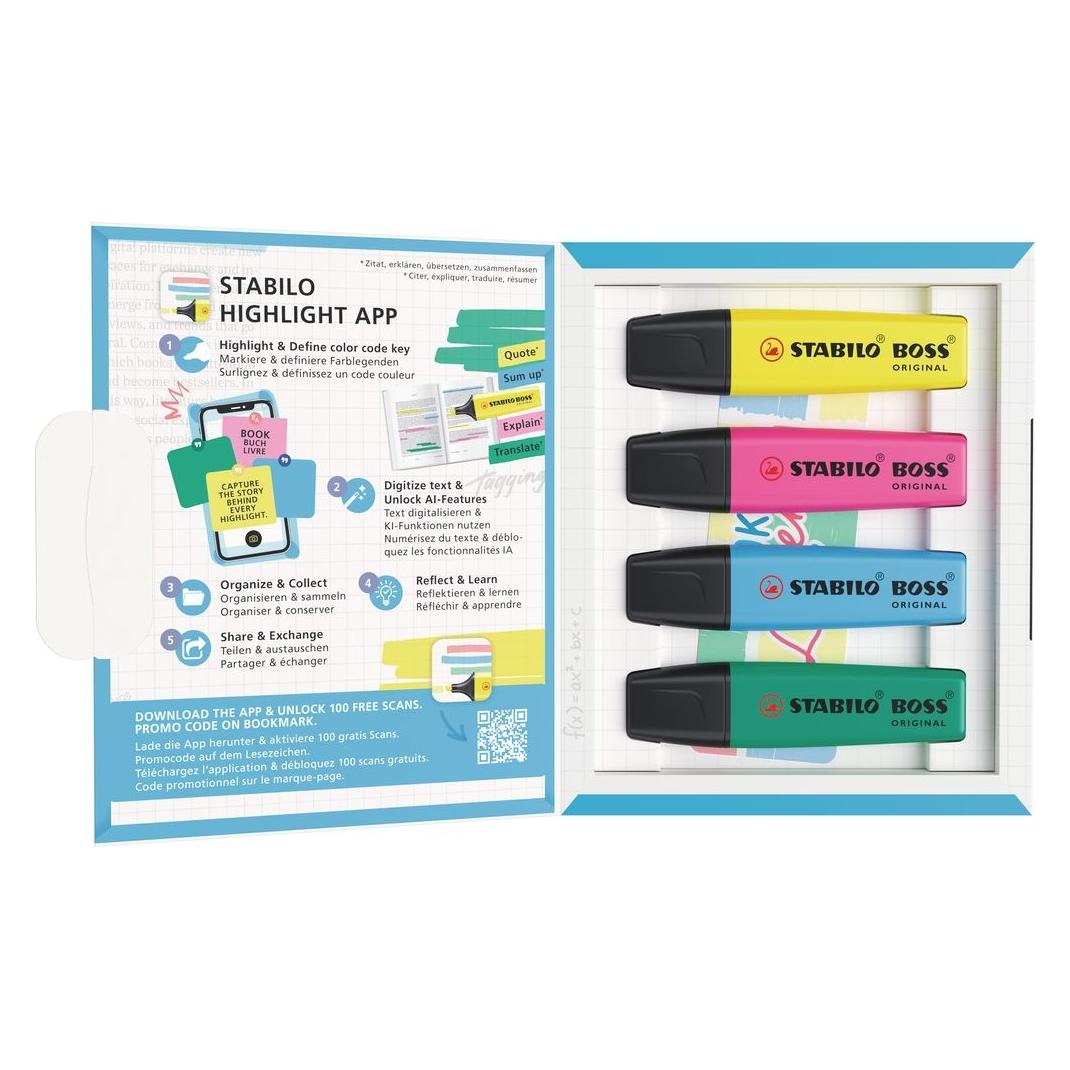 Stabilo Boss Original 4er Etui Mit App (70/4-1-104)
