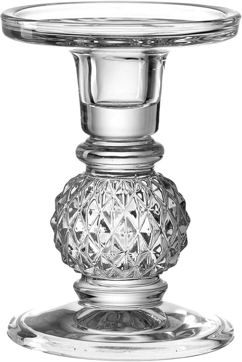 Kandelaar Poesia Helder Glas - Elegante Kaarsenstandaard voor Sfeerverlichting - Hoogte: 13 cm