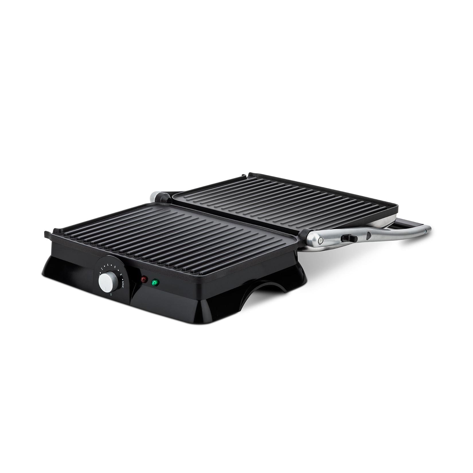 H.Koenig GR20 Kontaktgrill / vollständig aufklappbar / Antihaft-Beschichtung / stufenlose Temperatureinstellung / 2000 W / Edelstahl / silber