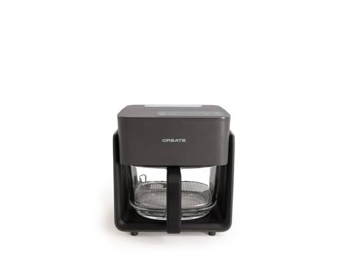 CREATE/AIR FRYER STUDIO CRYSTAL/Friteuse sans huile 4\,2 L avec vaporisateur d’eau noir/Capacité 5-6 portions\, 6 programmes\, plateau en verre\, contrôle du temps et de la température\, 1300W