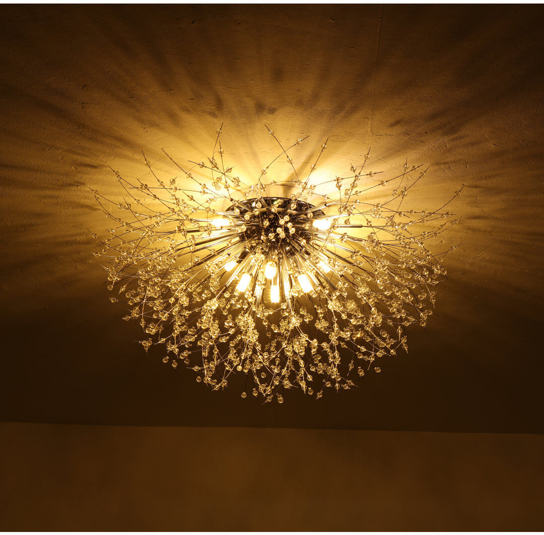 Etta Avenue Dandelion 8-Light 70cm Crystal Starburst Ceiling Light Sputnik Flush Mount Chrome 38cm H X 70cm W X 70cm D