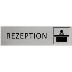 CombiCraft Aluminium Türschild Rezeption 165x45mm mit 3M-Tape zur Befestigung, einfache Kennzeichnung von Räumen und Bereichen
