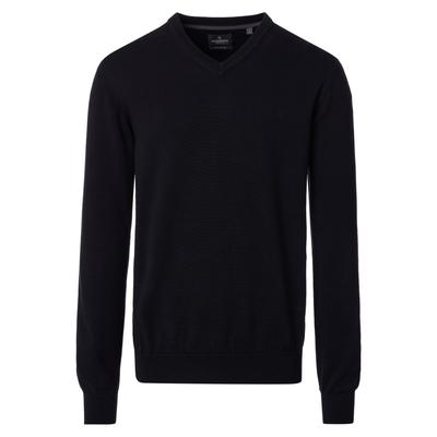 Strickpullover CASAMODA "CASAMODA Pullover uni", Herren, Gr. 3XL, schwarz, 100% Baumwolle, Pullover Strickpullover