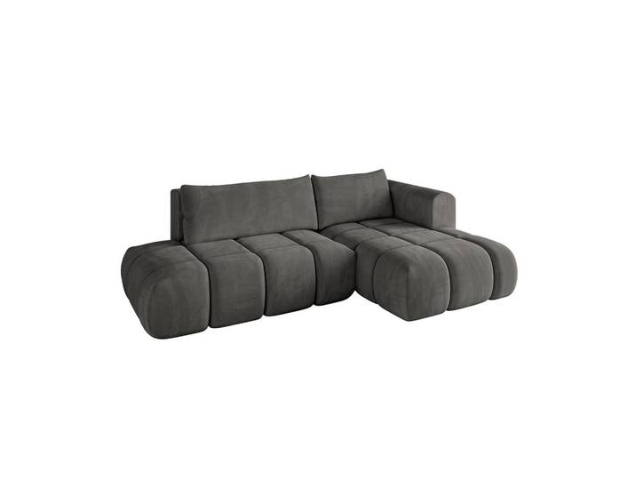 ECKSOFA Ottomane Rechts CLOUD-L 280x185x90 Dunkelgrau Velours