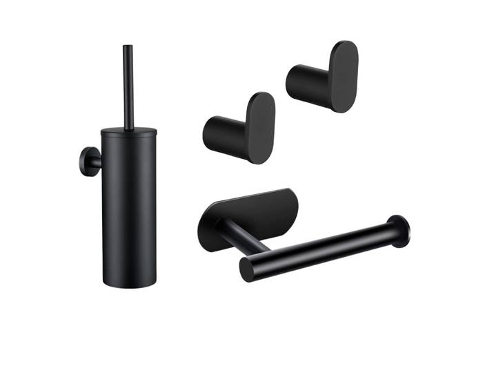 XIVADA Toilet accessoires set - 4 delig - Rvs - Zwart