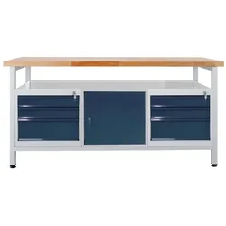 ADB, Werkbank + Arbeitsbock, Werkbank lichtgrau, anthrazitgrau 6 Schubladen 170,0 x 60,0 x 84,0 cm (60 cm, 170 cm)
