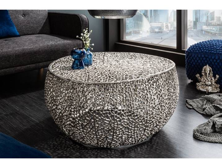 riess-ambiente Couchtisch ABSTRACT LEAF 80cm silber (Einzelartikel, 1-St), Wohnzimmer · Metall · Handarbeit · Modern
