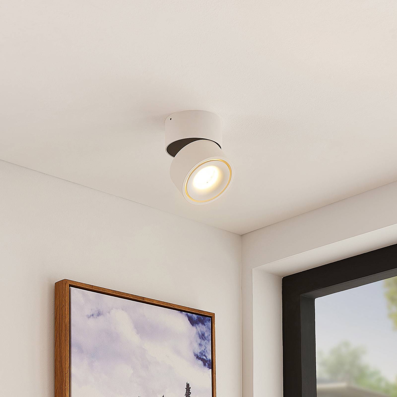 Arcchio LED-Deckenstrahler Rotari, weiß, 1-flg., 946lm Rotari Arcchio, dimmbar, weiß / opal, für Flurbereich, Aluminium, Modern
