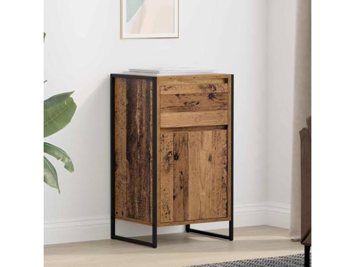 RJPLMFV Industrie-Sideboard, Holz, antik, 43 x 36 x 75,5 cm Verstellbare Regale, geräumige Aufbewahrung, robuster Stahl, moderner Stil für Wohnzimmer
