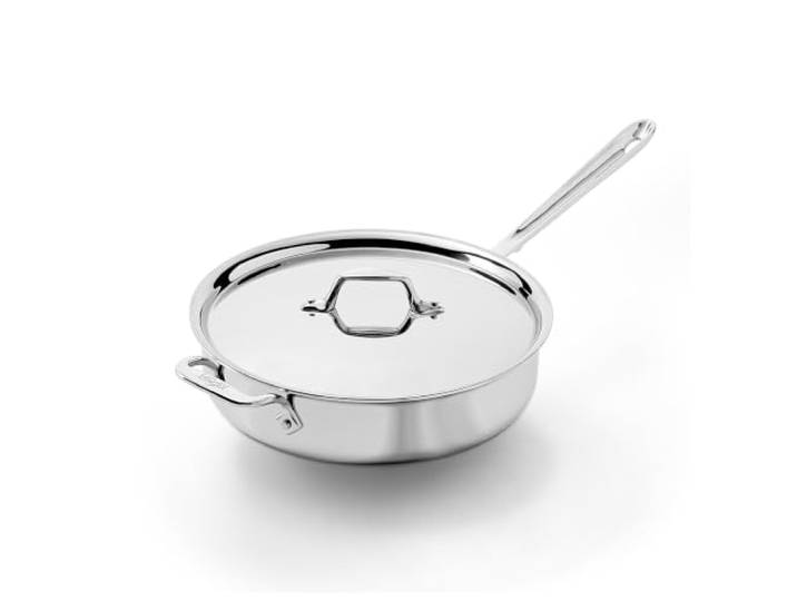 All-Clad D3 3-lagige Edelstahl-Sauté-Pfanne, 4 Quart Induktion, ofenfest, Grillfest, Töpfe und Pfannen, Kochgeschirr, Silber