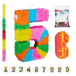 Relaxdays 4-tlg. Pinata Set Grün,Orange,Pink