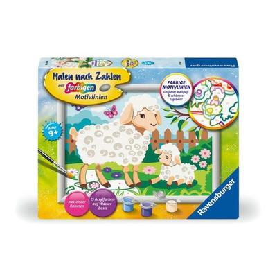 CreArt, Malen nach Zahlen Kinder - Schaf mit Lämmchen